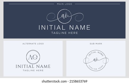 A O AO Initial handwriting signature logo template vector. Hand lettering for designs