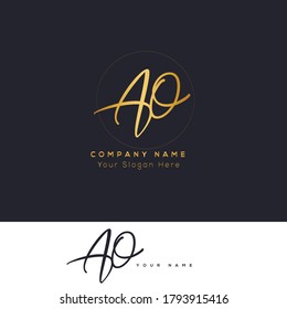 A O AO  Initial letter handwriting and signature logo. Beauty vector initial logo .Fashion, boutique, floral and botanical