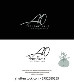 A O AO Initial letter handwriting and signature logo. Beauty vector initial logo .Fashion, boutique, floral and botanical