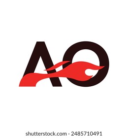 Ein O AO-Logo-Monogramm mit Feuerform-Kombination Vektorgrafik-Vorlage, Grafik-Alphabet-Symbol für Corporate Sound Business Identity