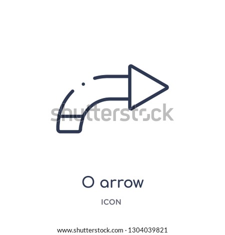 o arrow icon from user interface outline collection. Thin line o arrow icon isolated on white background.