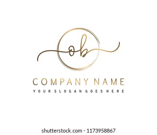 O B Initial handwriting logo vector