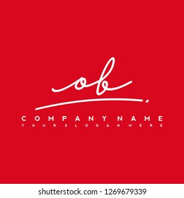O B Initial handwriting logo vector