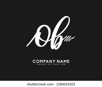 O B Initial Handwriting Logo Template Vector