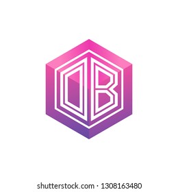 O B  initial letter, modern logo design template vector