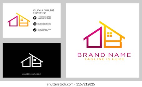 O B initial logo with business card vector template