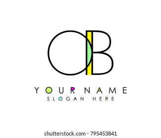 O & B initial minimalist logo template vector