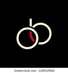 O & B joint logo round line letter design template