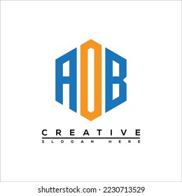 A O B letter polygon shape logo design icon. letter A O B logo design icon.