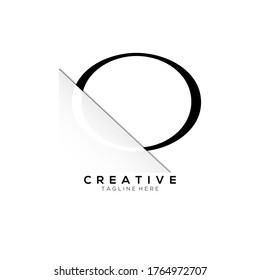 O Black Letter Logo Design with Creative Paper Cut