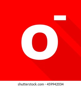 o- blood type on red background.