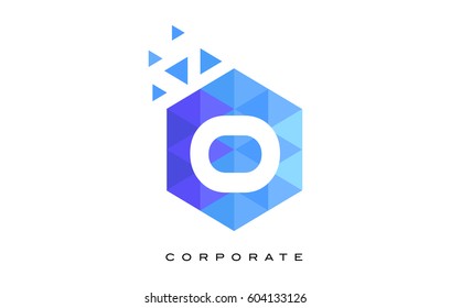 O Blue Hexagonal Letter Logo Design with Mosaic Blue Pattern.