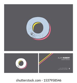 O  bold letter logo design with Business card template 
