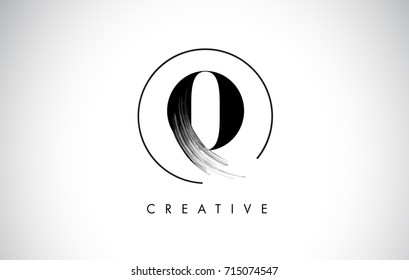 O Brush Stroke Letter Logo Design. Black Paint Logo Leters Icon with Elegant Circle Vector Design.