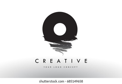 O Brushed Letter Logo. Black Brush Letters design with Artistic Brush stroke design.