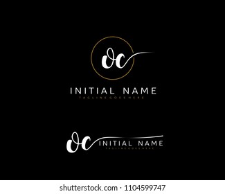 O C Initial handwriting logo vector. Hand lettering for designs.