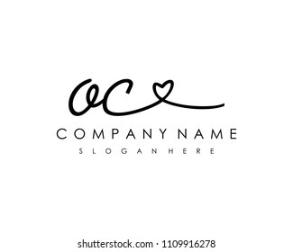 O C Initial handwriting logo vector