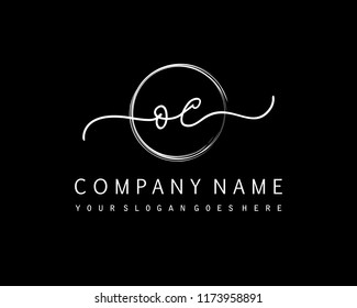 O C Initial handwriting logo vector