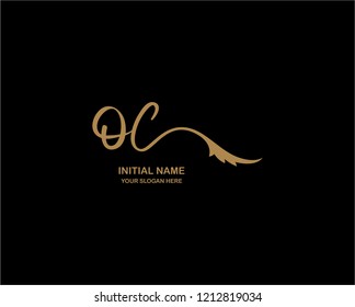 O C Initial Handwriting Logo Template