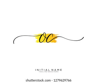 O C Initial Handwriting Logo Vector