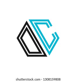 O C initial letter, modern logo design template vector