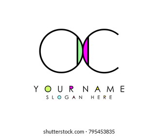 O & C initial minimalist logo template vector