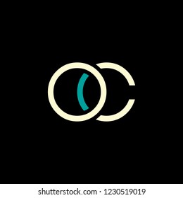 O & C joint logo round line letter design template