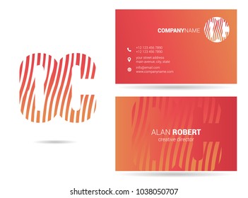 O & C joint logo waves letter design with business card template