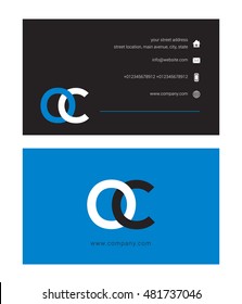 O C Letter logo design with card template