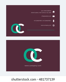 O C Letter logo design with card template