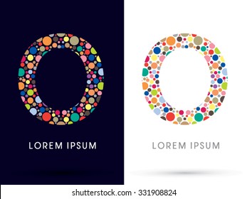 O ,Colorful font, designed using colorful dot graphic vector.