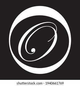 O Diseño Creativo Moderno Del Logotipo De Las Letras Negras. Logotipo de letra O blanca manuscrita con un diseño minimalista.  