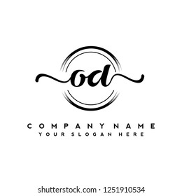 O D Initial handwriting logo vector