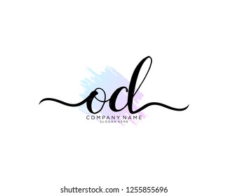 O D Initial handwriting logo vector