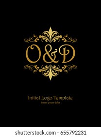 O & D initial wedding logo template vector