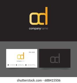 O D joint logo design vector with business card template