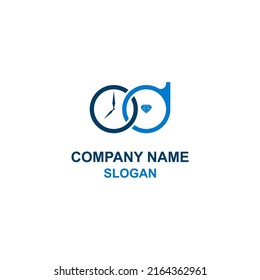 Letra O y D inicial, logotipo de la tienda de joyería y vigilancia.