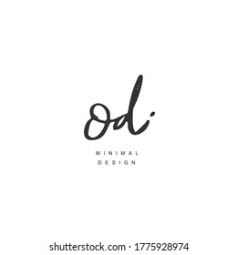 O D OD Initial handwriting or handwritten logo for identity. Logo with hand drawn style.