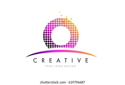 O Dots Letter Logo Design with Magenta Bubble Circles and Swoosh