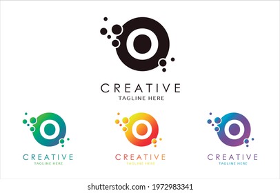 O Dots Letter Logo set in Beautiful Gradient Color. O bubble letter in black, purple, yellow and green gradient vector illustration.
