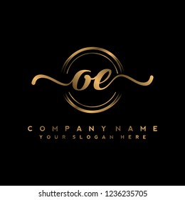 O E Initial handwriting logo vector