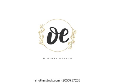 O E OE logo, Initial lettering handwriting or handwritten for identity. Logo with signature and hand drawn style.