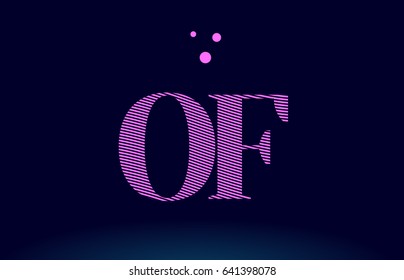 of o f alphabet letter logo pink line stripes magenta purple blue font creative text dots company vector icon design template