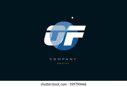 of o f  blue circle dot big font alphabet company letter logo white design vector icon template 