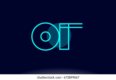 of o f blue line circle letter logo alphabet creative company vector icon design template