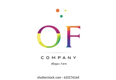 of o f  creative rainbow colors colored alphabet company letter logo design vector icon template
