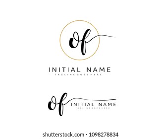 O F Initial handwriting logo vector. Hand lettering for designs.