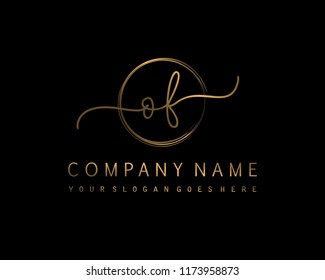 O F Initial handwriting logo vector