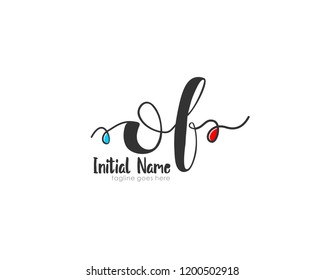 O F OF Initial handwriting logo vector template