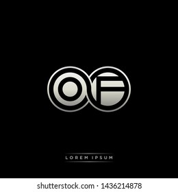 OF O F initial letter linked circle capital monogram logo modern template silver color edition